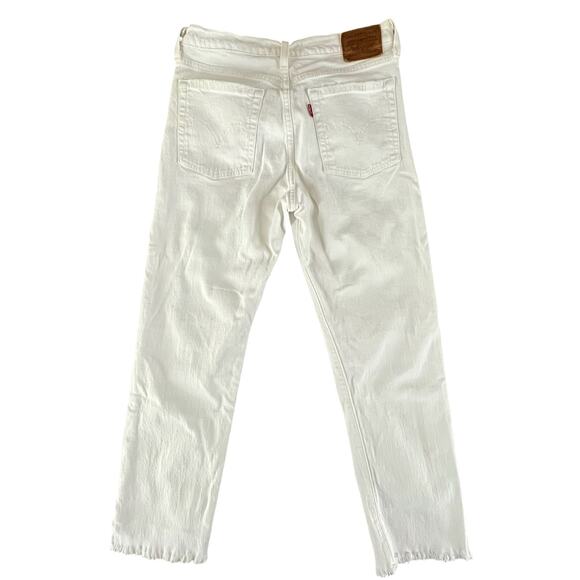 Levi’s Wedgie Straight Jeans 27 White | Y2K High Rise Raw Hem Ankle Denim Pants - Picture 2 of 15